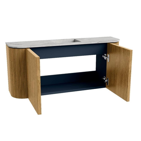 Mondiaz JOYA-DLUX 93.2cm toiletmeubel - ronding links en rechts kleur Oak - Wastafel FAYE positie Midden Zonder kraangat kleur Glace. SW1422026