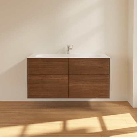 Villeroy & Boch finion wastafelonderbouwkast - met 4 laden - 119.6x59.1x49.8cm - voor meubelwastafel - 4164 - Walnut Veneer (mat hout) SW106680