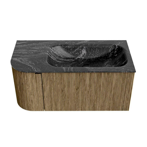 Mondiaz KURVE-DLUX Badkamermeubelset - 95x46x40cm - 1 lade - 1 deur - wastafel solid surface - rechts - zonder kraangat - Dusk SW1415238
