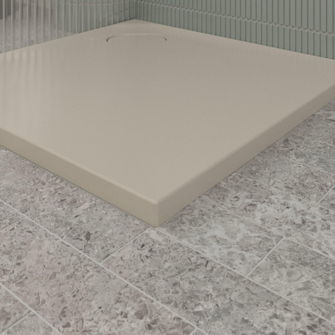 Villeroy & Boch Ecora douchebak - 80x80x3.5cm - hoekafvoer - almond (beige) SW1558976