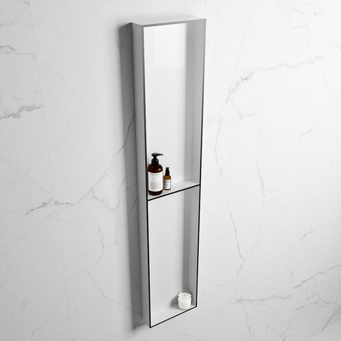 Mondiaz Easy nis 29.5x89.5x8cm voor Inbouw/opbouw 2 open vakken Solid surface Talc/Urban SW643795