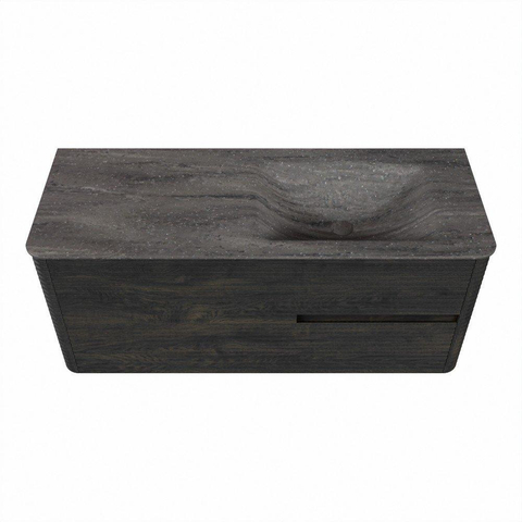 Mondiaz CIRO-DLUX Badkamermeubelset - 120x45x50cm - Solid surface wastafel Oza - 1 wasbak Rechts - zonder kraangaten - 2 lades - Shadow SW1532633
