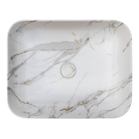 Riho Marmic Rectangle Waskom 50x39x13cm Keramiek Rechthoek marmer mat wit SW760807