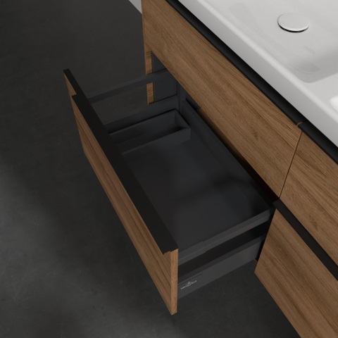 Villeroy & Boch Subway 3.0 Wastafelonderkast - met verlichting - 4 uittrekladen - 1272x576x478mm - Oak Kansas (mat hout) SW797170