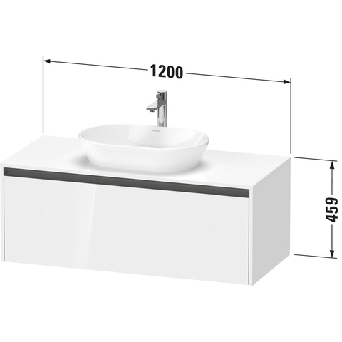 Duravit Ketho.2 Wastafelonderbouwkast - inclusief consoleplaat - met 1 lade - 120x55x45.9cm - met handgreep antraciet - basalt mat SW772654