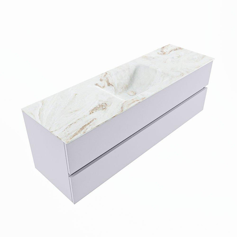 MONDIAZ VICA-DLUX Ensemble meuble de salle de bains - 150cm - meuble bas cale - 2 tiroirs - lavabo encastré cloud central - sans trous de robinet - version haute 60cm - frape SW1089065