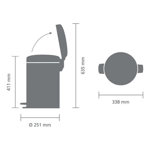 Brabantia NewIcon Poubelle 12 litres avec seau intérieur en plastique Matt Black SW767502