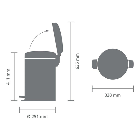 Brabantia NewIcon Poubelle 12 litres avec seau intérieur en plastique Passion Red SW767517