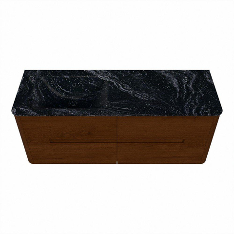 Mondiaz CIRO-DLUX Meuble de salle de bains - 130x45x50cm - Plan vasque solid surface Lava - 1 lavabo à gauche - sans trous de robinet - 4 tiroirs - Ruby SW1531588