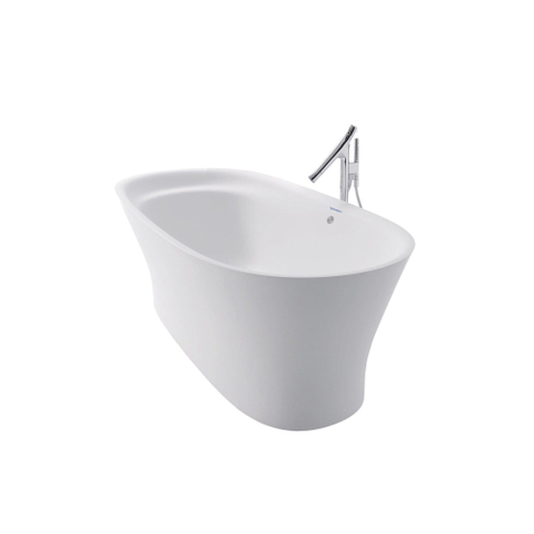 Duravit Cape cod Kunststof bad acryl ovaal - vrijstaand - met aangevormd paneel - 185x85x62cm - met af en overloopgarnituur - mat wit 0300894