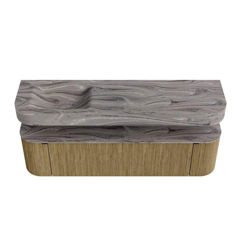 MONDIAZ THOR-DLUX Meuble de salle de bains 170cm arrondi gauche + droite couleur Dusk avec 1 tiroir et 2 portes. Vasque suspendue CLOUD Gauche sans trou de robinet couleur Sombra. SW1466025