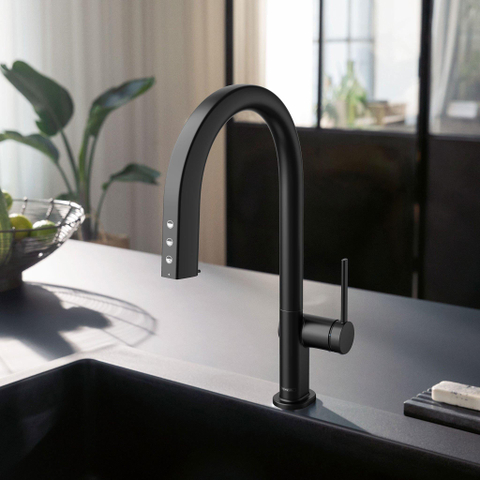 Hansgrohe Aqittura M91 SodaSystem 210, uittrekbare uitloop 1jetsBox, starter set mat zwart SW1567463