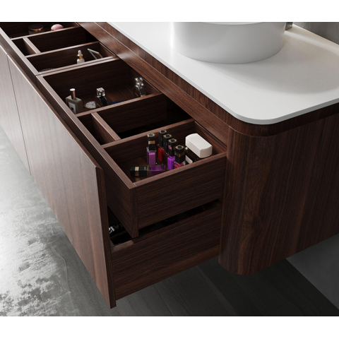 Royal Plaza Terra Meuble sous-lavabo - 140cm - 4 tiroirs - coins arrondis - châtaigne (noyer) SW1174104
