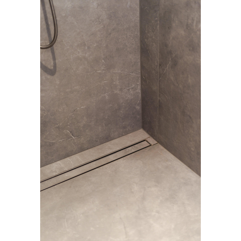 Fortifura Galeria Caniveau de douche 90cm grille à carreler et bride de sol en acier inoxydable SW716564