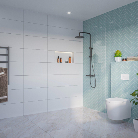 Fortifura Galeria Inloopdouche - helder - glas - 30x200cm - 8mm - nano - blind - inbouw profiel - helder SW1170650