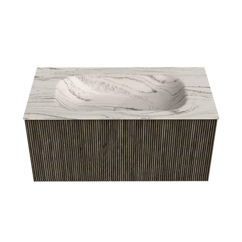 MONDIAZ KURVE-DLUX 90cm badmeubel kleur Shadow met 1 lade en 0 deuren. Wastafel BIG SMALL Midden 1 kraangat Nata. SW1432276