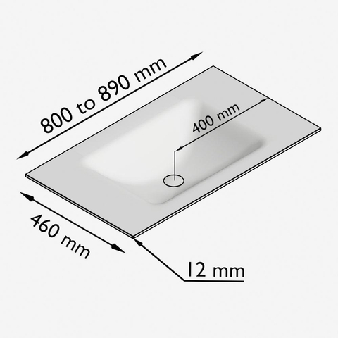 Mondiaz Grunne lavabo encastré - 80x46x1.2cm - 0 trous de robinet - 1 bassin Cloud au milieu - Solid surface Ostra (marbre) SW972204