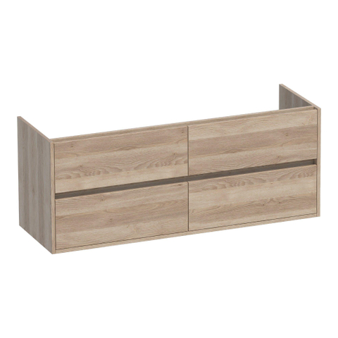 BRAUER Adore Meuble sous-lavabo - 140x46x55cm - 4 tiroirs à fermeture en douceur - sans poignée - 2 découpes pour siphon - Sunlit SW1198319