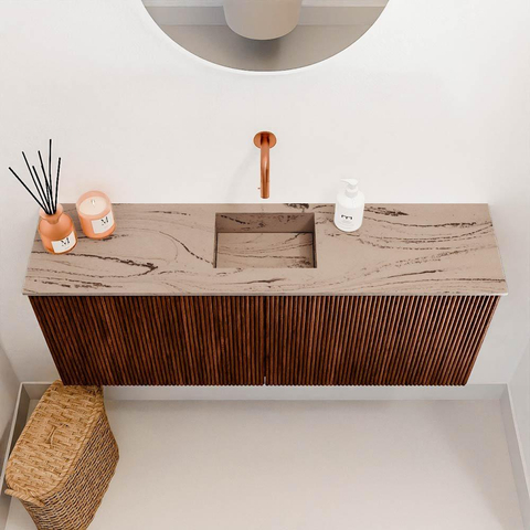 Mondiaz JOYA-DLUX 100cm toiletmeubel - kleur Ruby - Wastafel FAYE positie Midden Zonder kraangat kleur Arena. SW1425281