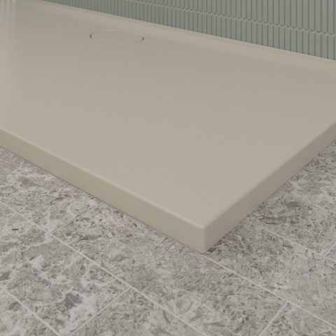 Villeroy & Boch Ecora douchebak - 160x80x3.5cm - afvoer lange zijde - almond (beige) SW1558960