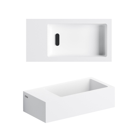 Clou Aluite lave-mains - 36x18x9cm - trou robinet gauche - sans trop-plein - blanc mat SW9365