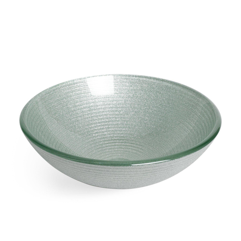 Saniclass Pesca Mela waskom 42x14,5cm rond gehard glas wit grijs OUTLETSTORE STORE23259