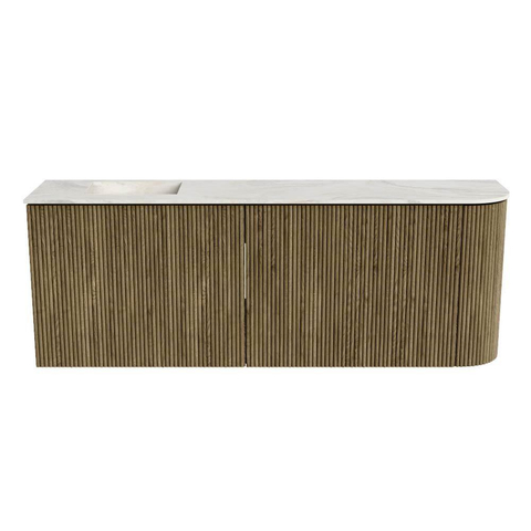 Mondiaz JOYA-DLUX Meuble de salle de bains 111,6cm - arrondi droit couleur Dusk - Vasque FAYE position Gauche 1 trou de robinet couleur Ostra. SW1423449