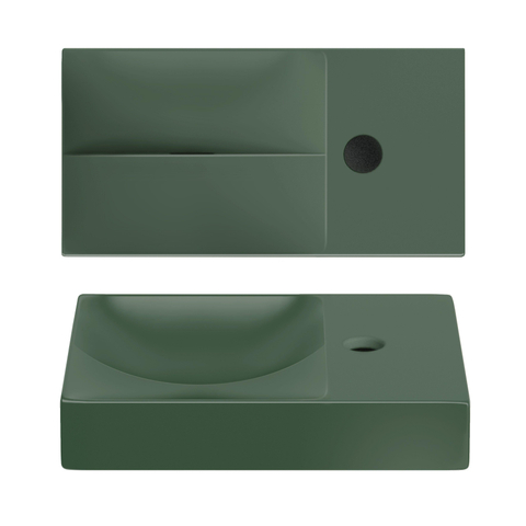 Clou Vale lave-mains - 38x19x7cm - rectangulaire - trou robinet droite - pin vert mat SW809555