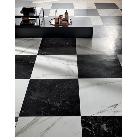 ÉCHANTILLON Terravito Fareno Carrelage murale et de sol - 60x60cm - 9mm - Carré - rectifié - Aspect marbre - Anthracite mat SW735970