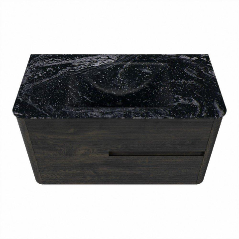 Mondiaz CIRO-DLUX Meuble de salle de bains - 90x45x50cm - Lavabo solid surface Lava - 1 vasque au milieu - 1 trou de robinet - 2 tiroirs - Shadow SW1532253