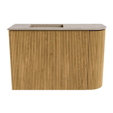 Mondiaz JOYA-DLUX 61.6cm toiletmeubel - ronding rechts kleur Oak - Wastafel FAYE positie Links 1 kraangat kleur Arena. SW1423883