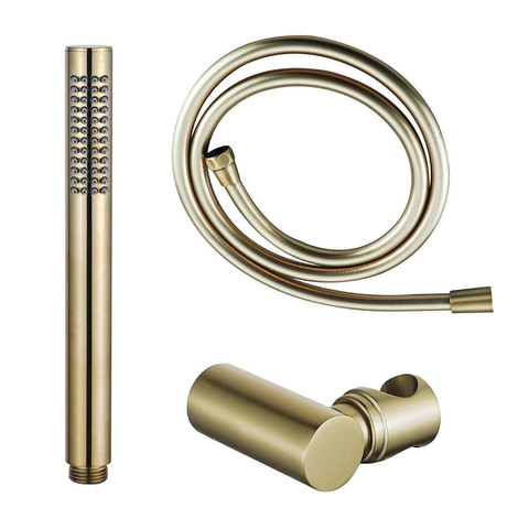 Fortifura Calvi Handdoucheset - 22.5cm - staaf - met houder - gladde slang - 150cm - PVD - geborsteld messing (goud) SW809503