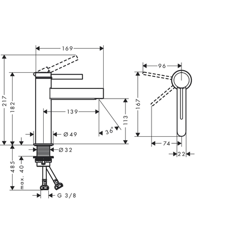 Hansgrohe Finoris Wastafelmengkraan - 11cm - eengreeps - coolstart - afvoerplug - zwart chroom SW1388362