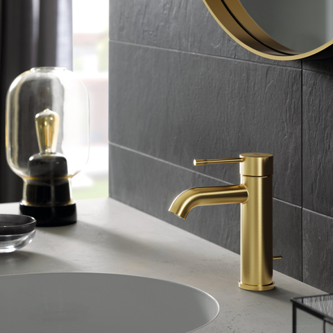 GROHE Essence New Robinet de lavabo Sur pied - bec 11,6 cm - taille S - vidage - brushed cool sunrise SW97479