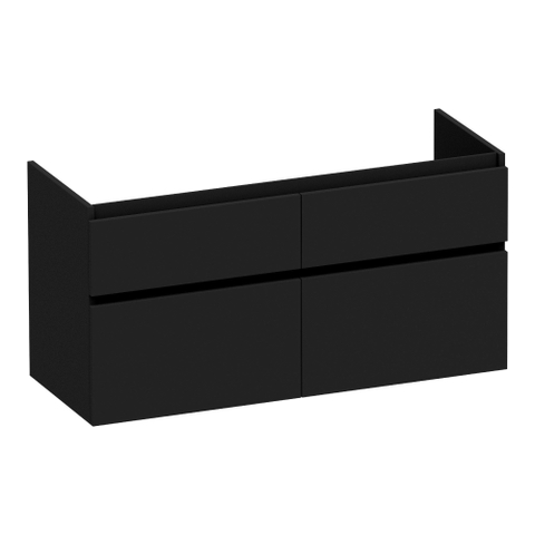 BRAUER Delight meuble sous-lavabo - 120x46x60cm - 4 tiroirs softclose - sans poignée - 2 découpes pour siphon - noir mat SW1199384
