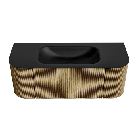 Mondiaz KURVE Ensemble de meuble de salle de bains - 120x46x40cm - 1 tiroir - 2 portes - lavabo solid surface - centre - 1 trou de robinet - Dusk SW1415106