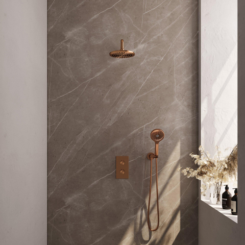 BRAUER Copper Edition inbouw regendoucheset – Ø20 cm hoofddouche – 40 cm gebogen wandarm – vaste douchehouder SW538334
