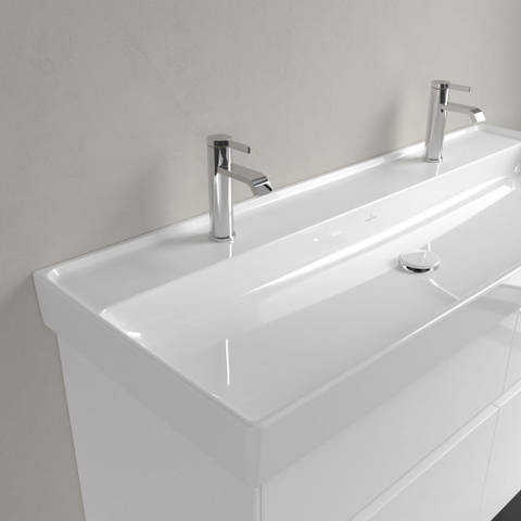 Villeroy & Boch Collaro meubelwastafel - 120x47cm - zonder overloop - 2 kraangaten - White Alpine (glans wit) SW358383