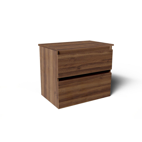 Saniclass Prime Vita Meuble de salle de bain - 140x46x60cm - lavabo en céramique brillant blanc - 2 vasques - 2 trous de robinet - 4 tiroirs - noyer SW1439492