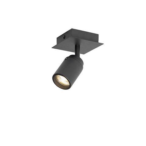 QAZQA Ducha Plafonnier de salle de bains - 10x10cm - 1 spot - IP44 - carré - noir mat SW1187256