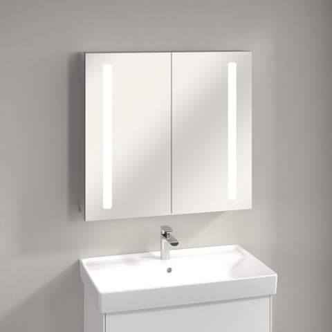 Villeroy & Boch my view 14 My view spiegelkast - 80x75cm - 2 deuren en led verlichting - zilver 1024980