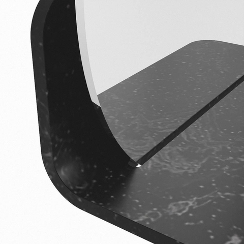 Mondiaz SPOT miroir – Ø 30 cm – avec tablette – Lava (marbre noir) SW1235641
