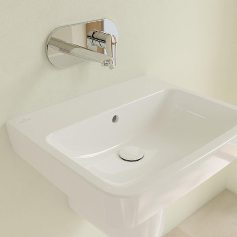 Villeroy & Boch O.novo wastafel - 55x46cm - zonder kraangat - met overloop CeramicPlus - White Alpine (glans wit) SW448367