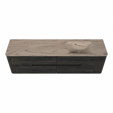 Mondiaz CIRO-DLUX Meuble de salle de bains - 180x45x50cm - Vasque solid surface Arena - 1 bassin à droite - 1 trou de robinet - 4 tiroirs - Shadow SW1532368