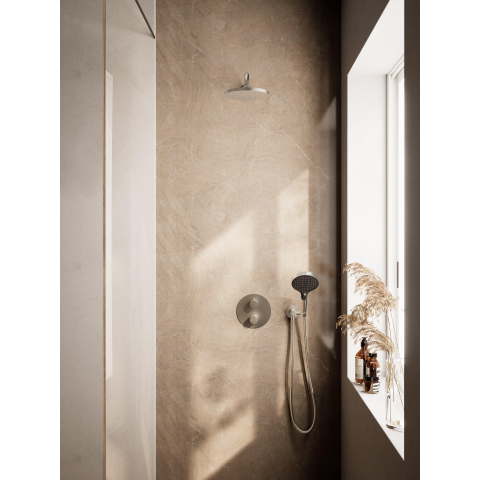 Hotbath Cobber Regendoucheset - inbouwkraan - thermostatisch - 20cm hoofddouche - handdouche - geborsteld nikkel (RVS) SW1437747