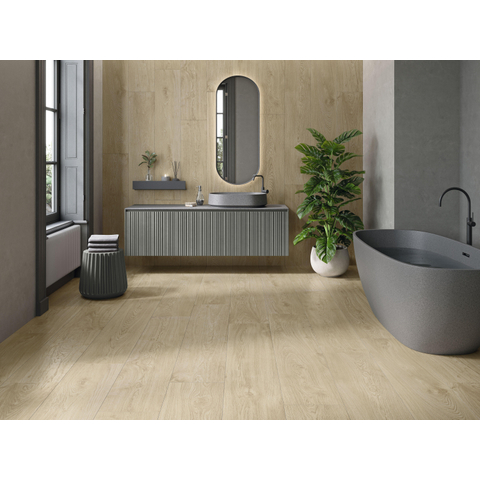 Terravito Palvino Keramisch parket wand- en vloertegel - 30x149.5cm - 10.0mm - Rechthoek - gerectificeerd - Houtlook - mat wit - Bianco SW1595578