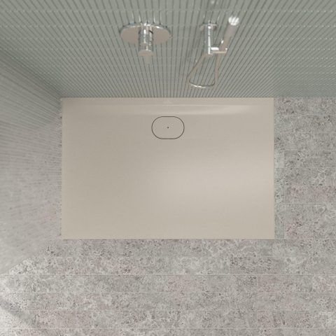 Villeroy & Boch Ecora douchebak - 120x80x3.5cm - afvoer lange zijde - almond (beige) SW1558977