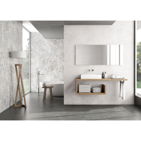 ÉCHANTILLON Terravito Velaro carreau mural et de sol - 30x60cm - rectifié - Aspect béton - White mat (blanc) SW1130774
