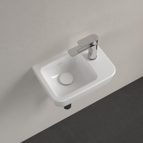 Villeroy & Boch O.novo fontein - 36x25cm - 1 kraangat rechts - zonder overloop - White Alpine (glans wit) SW448505