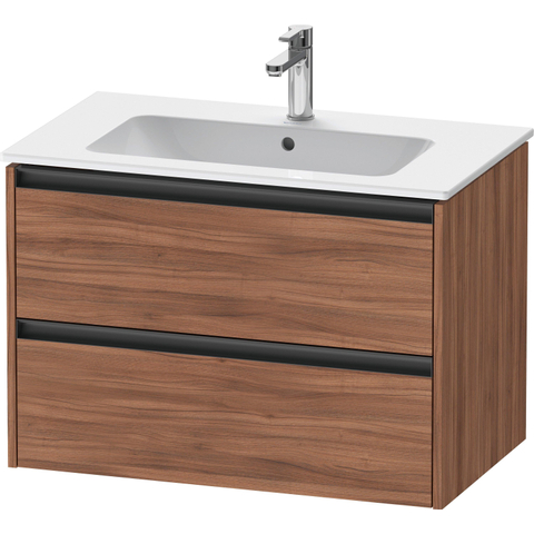 Duravit Ketho.2 Wastafelonderbouwkast - met 2 laden - 81x48x55cm - met grepen antraciet - noten mat SW772411